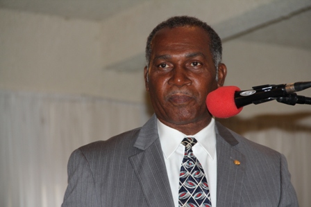 Premier of Nevis and Minister responsible for Security on Nevis Hon. Vance Amory delivering remarks at the 10th annual Police Constable Awards Ceremony and Dinner at the Occasions Entertainment Centre on February 23, 2013